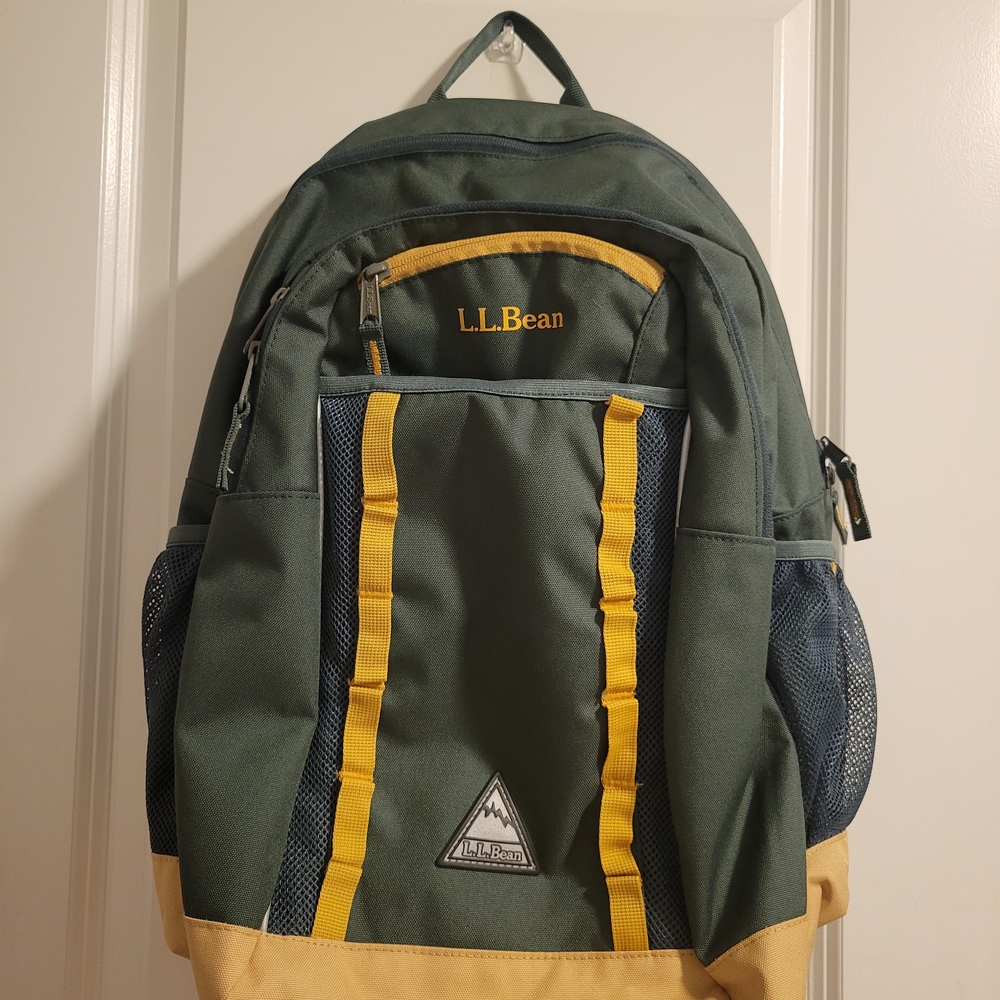 L.L. Bean Kid's Backpack in Green and Yellow Accents, 32L